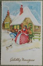 Dickens stijl 5 - gezin voor het huis - kerst jaren 60, Ophalen of Verzenden, 1940 tot 1960, Gelopen, Feest(dag)