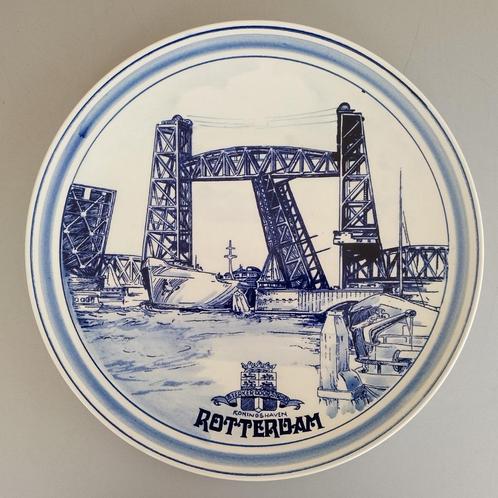 vintage delfts blauw wandbord, Koningshaven Rotterdam, Antiek en Kunst, Antiek | Wandborden en Tegels, Ophalen of Verzenden