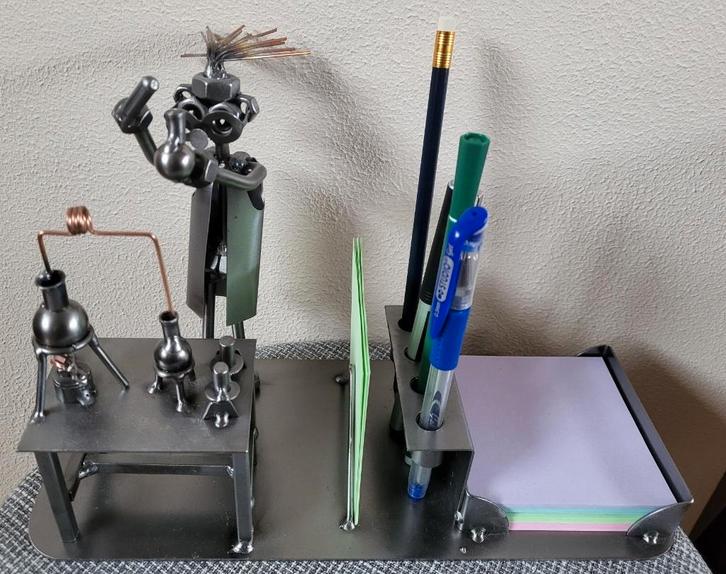 Moerenmannetje chemicus/laborante bureauset, Antiek en Kunst, Kunst | Overige Kunst, Ophalen of Verzenden