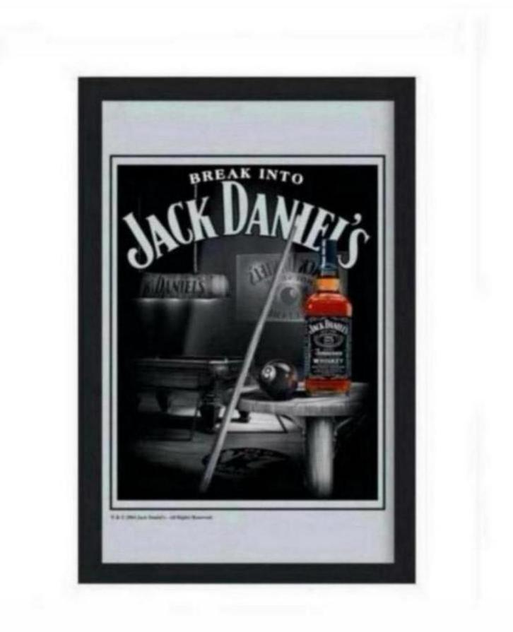 Jack Daniel's Spiegel/Poster met zwarte lijst, Verzamelen, Merken en Reclamevoorwerpen, Nieuw, Gebruiksvoorwerp, Ophalen of Verzenden
