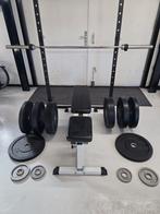 Home gym met halterstang, bumperplates en professioneel rek, Ophalen, Benen, ., Overige typen