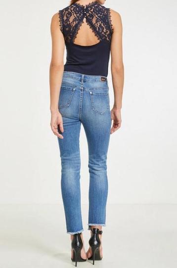 Morgan donkerblauw navy stretch top kant opstaande kraag L beschikbaar voor biedingen