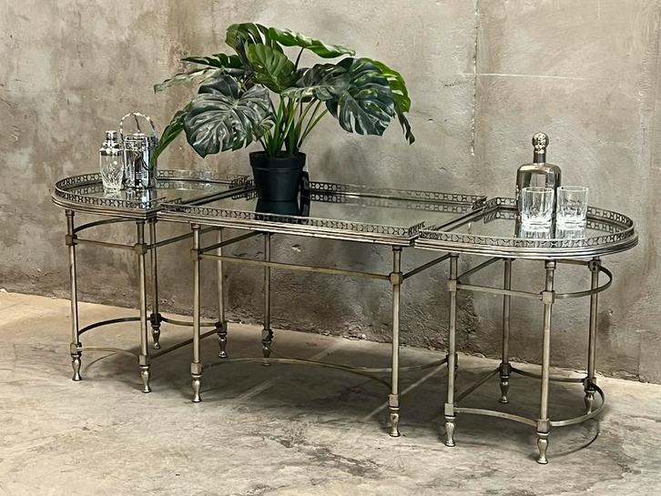 Zeldzame Franse Tripartite salontafel Maison Bagues, Antiek en Kunst, Antiek | Meubels | Tafels, Ophalen