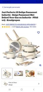 Nieuwe  Pannenset beige, Huis en Inrichting, Keuken | Potten en Pannen, Ophalen of Verzenden, Nieuw, Overige materialen, Pannenset