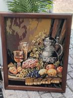 Prachtig antiek geborduurd schilderij 60 x 76, Ophalen of Verzenden