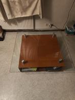 Salontafel op wielen, Huis en Inrichting, Tafels | Salontafels, Ophalen, Gebruikt, 150 tot 200 cm, Glas