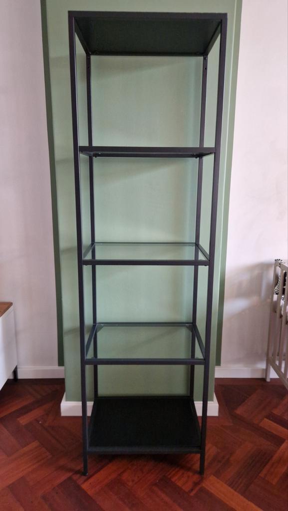 Ikea Vittsjo Stellingkast - Zwartbruin/Glas, Huis en Inrichting, Kasten | Stellingkasten, Zo goed als nieuw, Ophalen