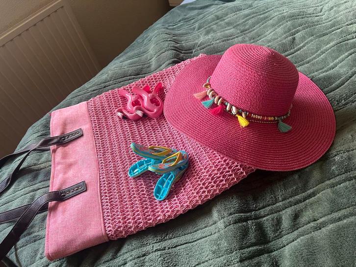 Ibiza Strand Set: Tas, Hoed & Accessoires, Sieraden, Tassen en Uiterlijk, Tassen | Schoudertassen, Zo goed als nieuw, Ophalen of Verzenden