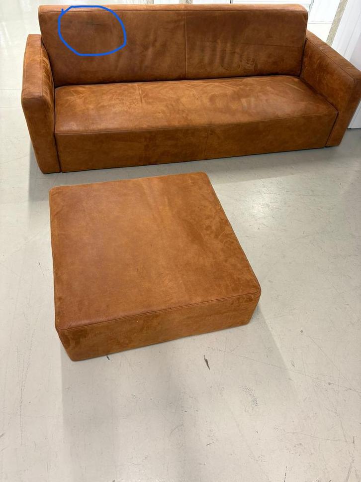 Bank met hocker van Goossens BIEDEN, Huis en Inrichting, Banken | Voetenbanken en Poefen, Zo goed als nieuw, 125 cm of meer, 75 tot 100 cm