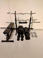 Halterbank, dip-/bankdruk steun, 2 stangen + 135kg schijven, Ophalen, Gebruikt, Krachtstation, Metaal
