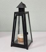 Vintage kaarsenhouder glas metaal kaarsen hanger piramide, 25 tot 50 cm, Zwart, Ophalen of Verzenden, Zo goed als nieuw