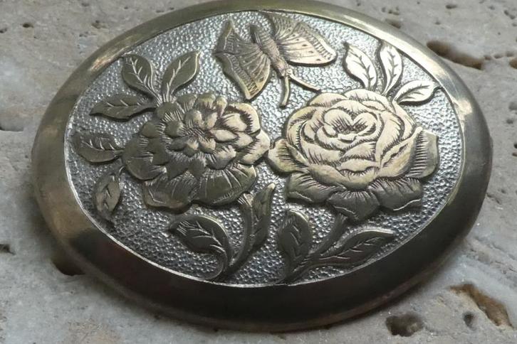 Antieke Rozen Broche, Sieraden, Tassen en Uiterlijk, Broches, Zo goed als nieuw, Overige materialen, Zilver, 4 tot 7 cm, Verzenden