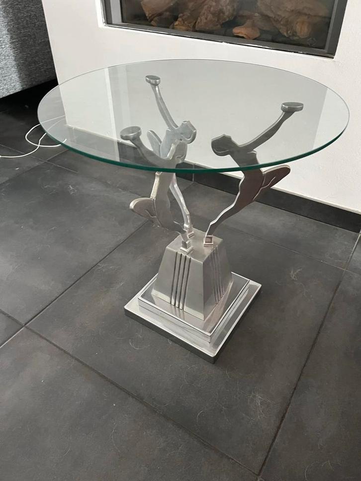 Art Deco Salontafel Dansende Figuren, Huis en Inrichting, Tafels | Bijzettafels, Gebruikt, Rond, Minder dan 45 cm, Minder dan 55 cm