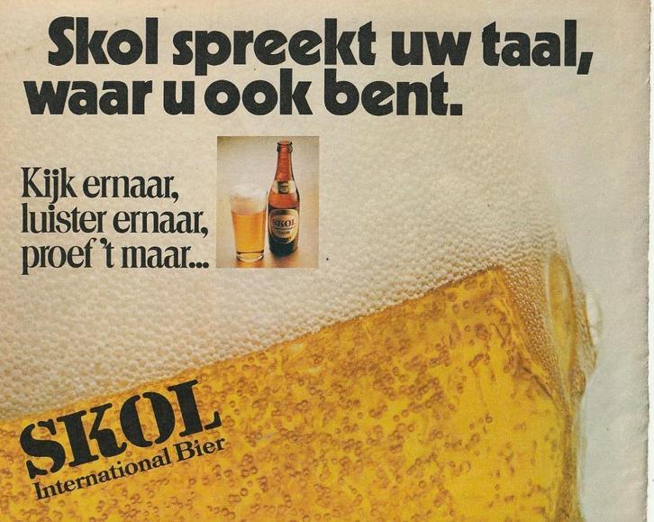 Retro reclame 1972 Skol bier kijk ernaar proef 't maar, Verzamelen, Retro, Overige typen, Verzenden