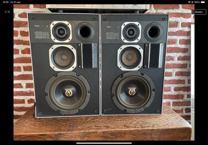 Philips Luidsprekerset 484 - Vintage, Audio, Tv en Foto, Luidsprekers, Gebruikt, Front, Rear of Stereo speakers, Minder dan 60 watt