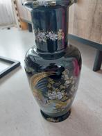 Vaas zwart met vogels en bloemen, Ophalen of Verzenden