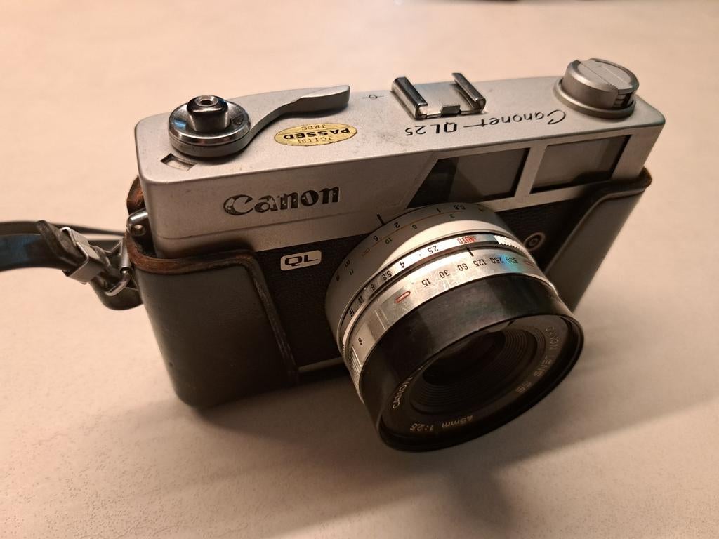 Canon Canonet QL25 met flitser en hoes - Nostalgisch!, Audio, Tv en Foto, Fotocamera's Analoog, Gebruikt, Compact, Canon, Ophalen of Verzenden