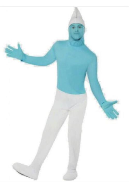 Mooi 5 Dlg smurfen outfit mt M, Kleding | Heren, Carnavalskleding en Feestkleding, Zo goed als nieuw, Maat 48/50 (M), Ophalen of Verzenden