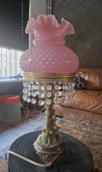 Vintage Capodimonte tafellamp lamp roze kap messing goud, Ophalen of Verzenden, Minder dan 50 cm