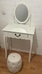Witte kaptafel met poef, Huis en Inrichting, Ophalen, Zo goed als nieuw, 50 tot 100 cm, Minder dan 100 cm