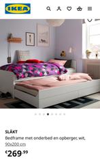 Bedframe met onderbed en opberger, wit, bed kinderbed, Huis en Inrichting, 90 cm, Eenpersoons, Wit, Ophalen of Verzenden