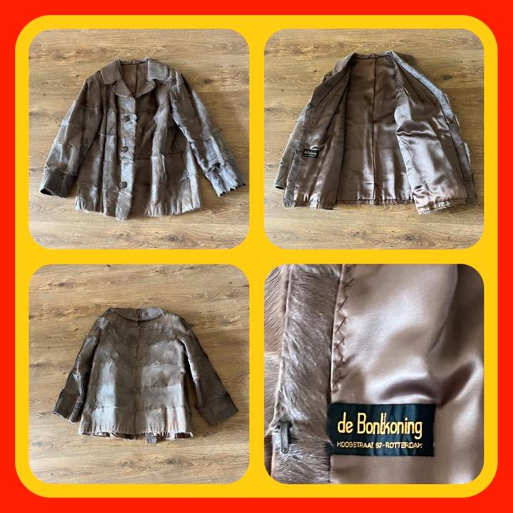 056. Vintage dames bontjas  maat 42, Kleding | Dames, Jassen | Winter, Zo goed als nieuw, Maat 42/44 (L), Bruin, Ophalen of Verzenden
