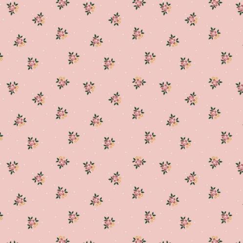 Promo! 6215) 140x50cm katoen bloemetjes & stipjes oudroze, Hobby en Vrije tijd, Stoffen en Lappen, Nieuw, Katoen, 120 cm of meer