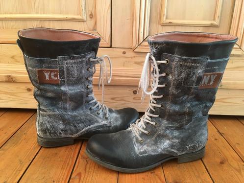 Yellow Cab zwart/grijs schoen/laars. Rits+veters. Maat 40, Kleding | Dames, Schoenen, Nieuw, Schoenen met lage hakken, Zwart, Ophalen of Verzenden