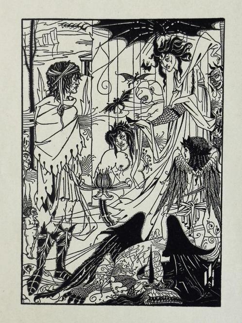 1901 - Aubrey Beardsley - Originele prent, blokdruk - Dreams, Antiek en Kunst, Kunst | Litho's en Zeefdrukken, Verzenden