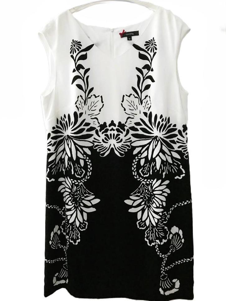 COMMA shift mouwloos jurkje zwart wit monochroom 44, Kleding | Dames, Jurken, Zo goed als nieuw, Maat 42/44 (L), Zwart, Knielengte