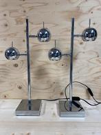 Vintage pair Seylumiere Hary Eyeball Space age Chrome lamps, Ophalen of Verzenden, Minder dan 50 cm