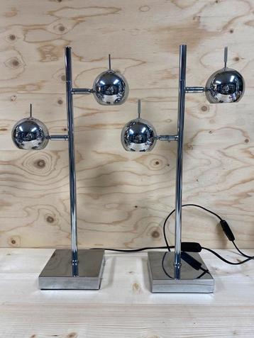 Vintage pair Seylumiere Hary Eyeball Space age Chrome lamps beschikbaar voor biedingen