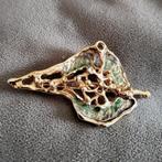 Vintage brutalistische glas-in-lood hars groene blad broche, Sieraden, Tassen en Uiterlijk, Overige materialen, 4 tot 7 cm, Verzenden