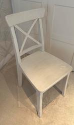 6 houten  ikea ingolf stoelen white wash, Ophalen, Gebruikt, Wit, Vijf, Zes of meer stoelen