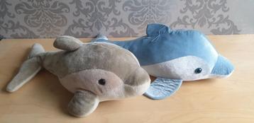 3× knuffels grijs of blauw dolfijn 60~70 cm ( erg netjes ) beschikbaar voor biedingen