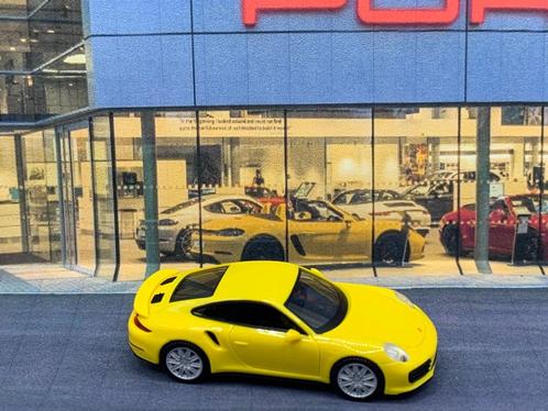 Porsche 911 Turbo (R) geel, Hobby en Vrije tijd, Modelauto's | 1:87, Zo goed als nieuw, Auto, Herpa, Ophalen of Verzenden