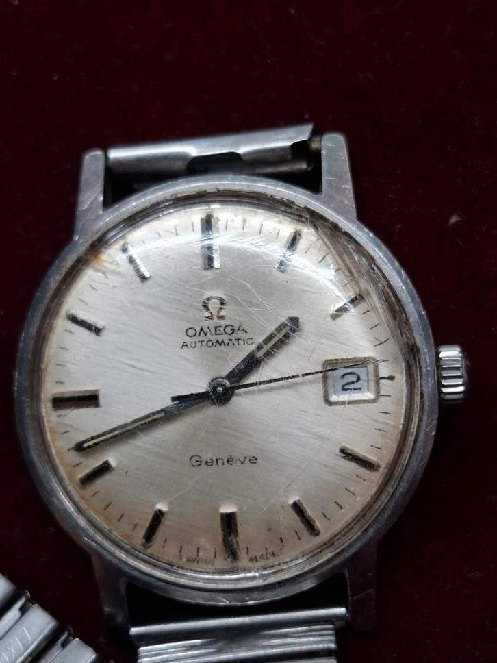 Vintage Omega Automatic Genève Polshorloge - moet nagekeken, Antiek en Kunst, Antiek | Klokken, Ophalen of Verzenden
