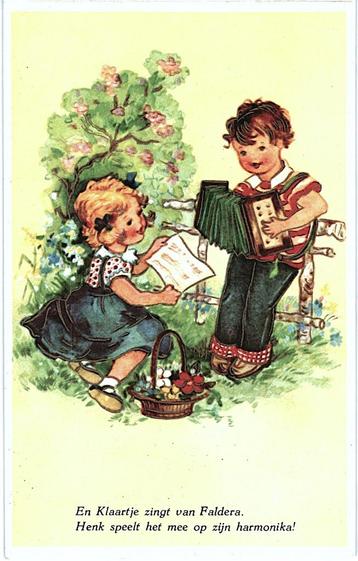 806213	vintage	Kinderkaart	Meisje	Jongen	Nette oude kaart on beschikbaar voor biedingen