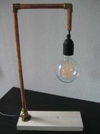 Industriële BUREAULAMP/TAFELLAMP van koperen buizen, Ophalen, 50 tot 75 cm, Glas, Nieuw