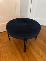 Blauw velvet tafeltje, Huis en Inrichting, Tafels | Bijzettafels, Minder dan 55 cm, Rond, Zo goed als nieuw, Hout