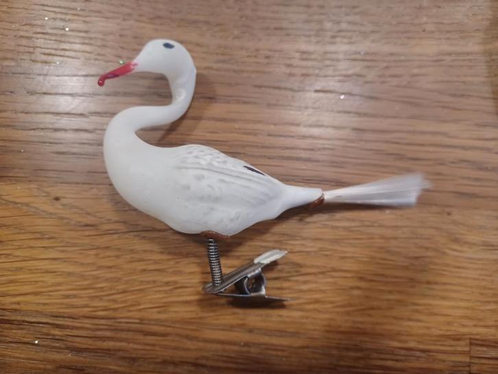 Oude Kerst ooievaar op clip (wit), Diversen, Kerst, Gebruikt, Ophalen