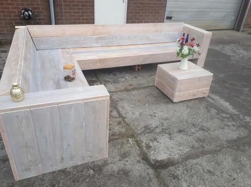 Steigerhouten hoekbank van gebruikt steigerhout douglas, Huis en Inrichting, Woonaccessoires | Overige, Ophalen of Verzenden