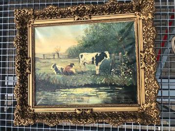Schilderij met koeien en water beschikbaar voor biedingen