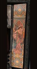 Art Nouveau Mucha tegel set en/of gietijzeren haard, Huis en Inrichting, Haarden, Ophalen of Verzenden, Zo goed als nieuw, Inbouwhaard