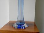 Art deco Hoge Vaas blauw/transparant, Ophalen of Verzenden