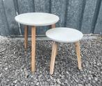 Houten bijzettafel set scandinavische stijl plantentafel wit, Huis en Inrichting, Tafels | Bijzettafels, Ophalen of Verzenden