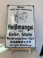 Emaille Reclamebord Heißmangel Gebr. Stute Hannover, Ophalen