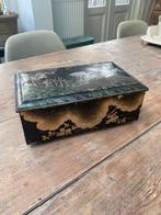 Oude Blikken Doos met Bloemen, Wolken en Vogels, Antiek en Kunst, Ophalen of Verzenden