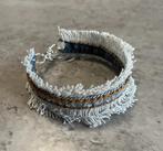 Armband jeans spijkerstof rhinestones diamantjes blauw, Overige materialen, Blauw, Nieuw, Ophalen of Verzenden