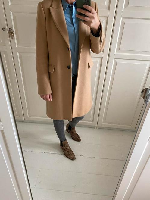 Zara wollen mantel, Camel, Kleding | Dames, Jassen | Winter, Zo goed als nieuw, Maat 38/40 (M), Bruin, Verzenden